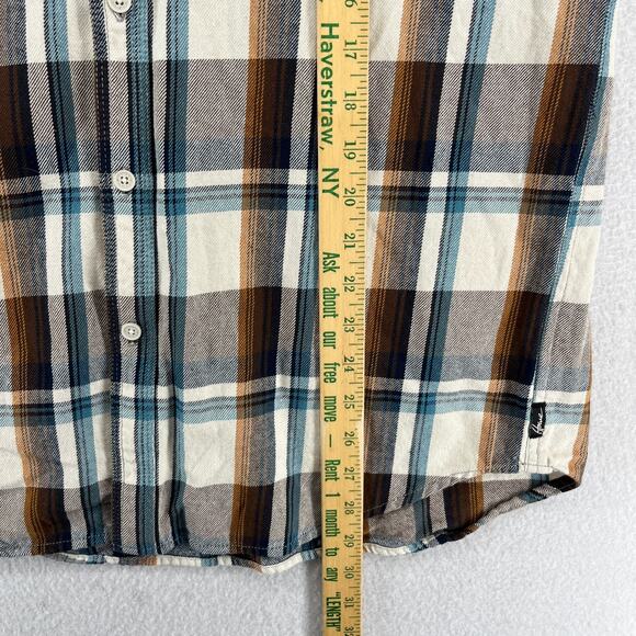 HOWE Shirt Mens L Heavy Flannel Western Plaid Button Up Workshirt Cotton Brown - Picture 14 of 15